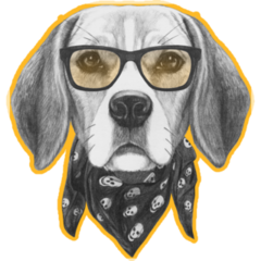 Beagle Skull Bandana Sticker