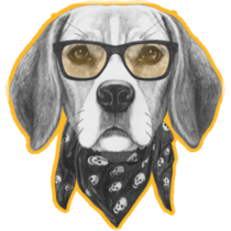Beagle Skull Bandana Sticker
