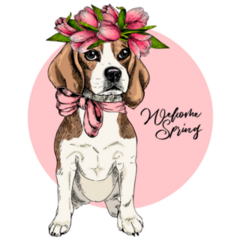 Beagle Tulip Sticker