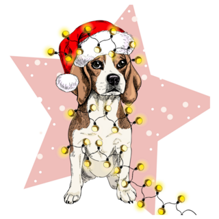 Beagle Xmas Lights Sticker