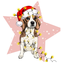 Beagle Xmas Lights Sticker