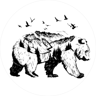 Bear And Mountain Landscape Sticker