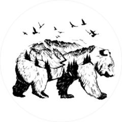 Bear And Mountain Landscape Sticker