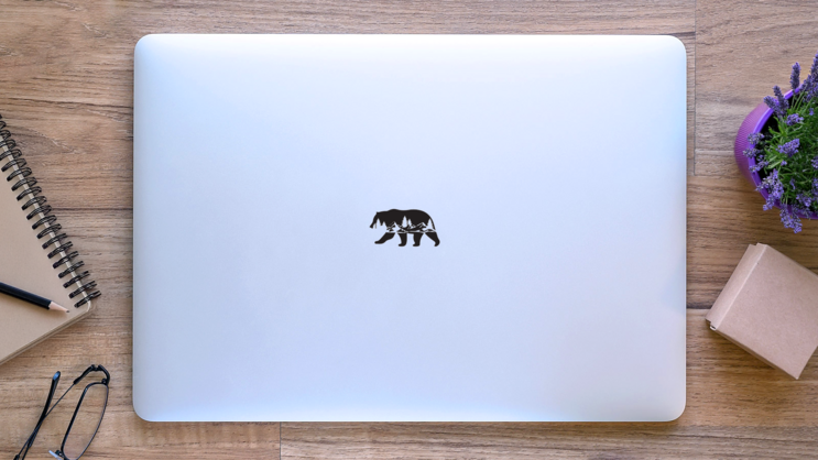 Bear And Mountains Wyoming Sticker on a Laptop (New) example