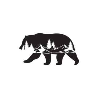 Bear And Mountains Wyoming Sticker