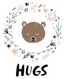 Bear Hugs Floral Illustration Sticker
