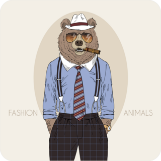 Bear In Fedora Hat With Cigar Sticker