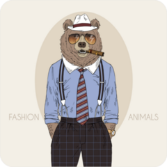 Bear In Fedora Hat With Cigar Sticker