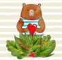 Bear In Striped Sailor Suit With Heart Sticker