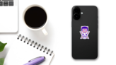 Bear Lightning Skull Sticker on a Phone (New) example