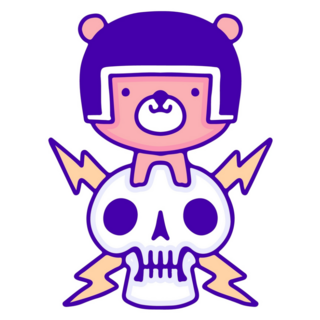 Bear Lightning Skull Sticker