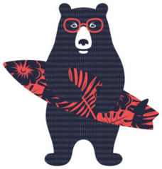 Bear Surfer Sticker