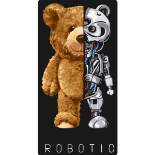 Bear Toy Half Robot Sticker