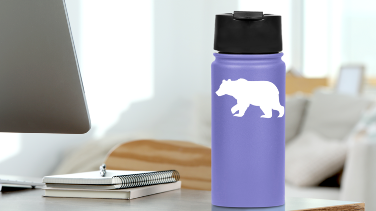 Bear Walking Sticker on a Water Bottle (New) example
