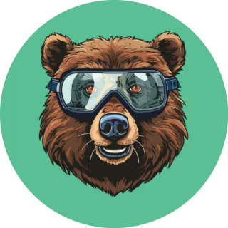 Bear With Ski Goggles On Green Sticker 