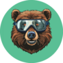 Bear With Ski Goggles On Green Sticker 