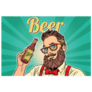 Bearded Hipster Beer Pop Art Sticker
