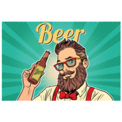 Bearded Hipster Beer Pop Art Sticker