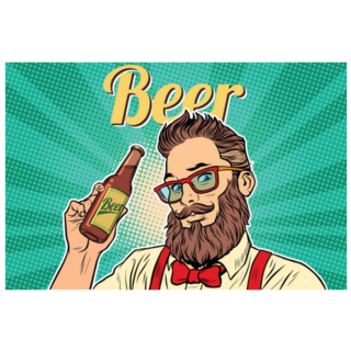 Bearded Hipster Beer Pop Art Sticker