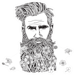 Bearded Hipster Man Sticker