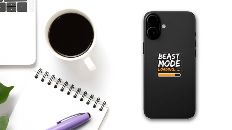 Beast Mode Loading Sticker on a Phone (New) example