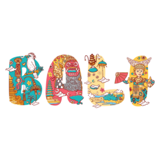 Beautiful Bali Indonesia Lettering Sticker