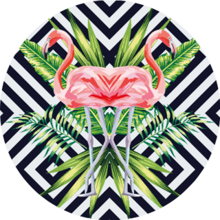 Beautiful Bird Pink Flamingo With Tropical Stripes Sticker