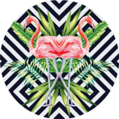 Beautiful Bird Pink Flamingo With Tropical Stripes Sticker