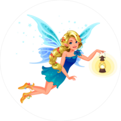 Beautiful Blonde Blue Fairy Holding A Lantern Sticker