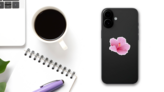 Beautiful Blooming Hibiscus Sticker on a Phone (New) example