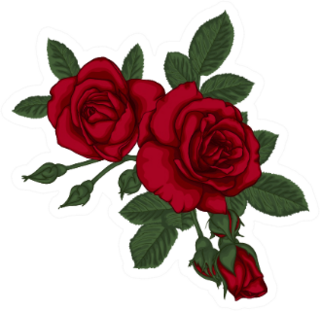 Beautiful Bouquet With Red Roses And Leaves Sticker