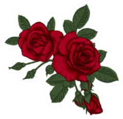 Beautiful Bouquet With Red Roses And Leaves Sticker