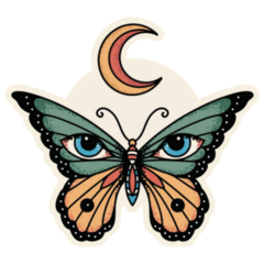 Beautiful Butterflies Eye Pattern Moon Sticker