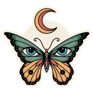 Beautiful Butterflies Eye Pattern Moon Sticker
