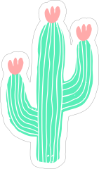 Beautiful Cactus with Flowers Sticker