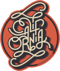 Beautiful California Skateboarding Typography Sticker