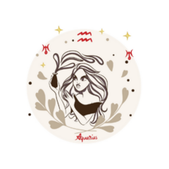 Beautiful Cartoon Girl With A Jug Of Water Aquarius, Zodiac Sticker 