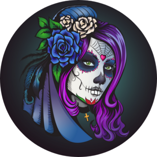 Beautiful Day of the Dead Sugar Skull Detailed Illustration Sticker