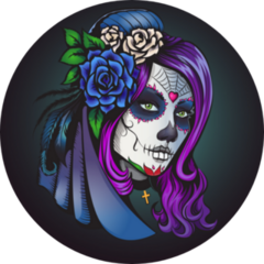 Beautiful Day of the Dead Sugar Skull Detailed Illustration Sticker