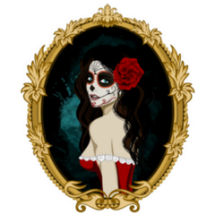 Beautiful Day of the Dead Woman Portrait in Mirror Sticker