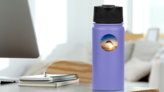 Beautiful Dolphin Leaping Sunset Sticker on a Water Bottle (New) example