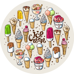 Beautiful Drawn Different Ice Creams Sticker 