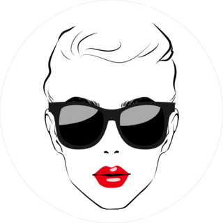 Beautiful Fashion Sketch With Lips And Sunglasses Sticker