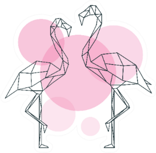 Beautiful Flamingo Illustration In Geometric Style Sticker