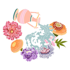 Beautiful Floral Aquarius Water Bearer Illustration Sticker