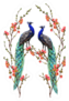 Beautiful Floral Illustration With Peacock Pair Sticker