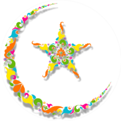 Beautiful Floral Moon With Star For Muslim Community Sticker