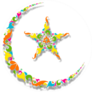 Beautiful Floral Moon With Star For Muslim Community Sticker