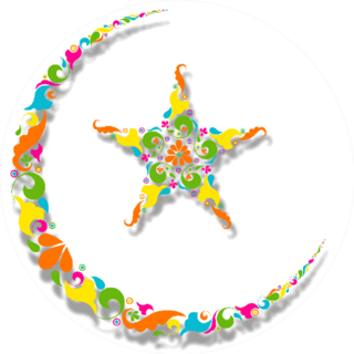Beautiful Floral Moon With Star For Muslim Community Sticker