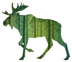 Beautiful Forest Silhouette Of A Running Moose Sticker
